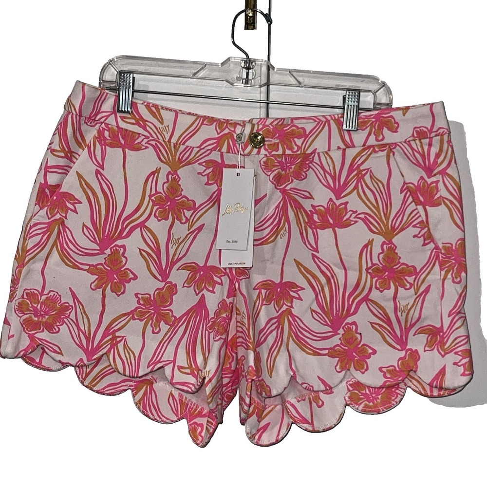 Lilly Pulitzer Buttercup Shorts NWT Size 8 Resort White Lovely Long Stems $74